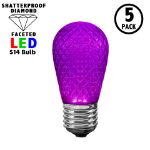 5 pack of purple diamond faceted S14 LED bulbs