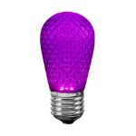 purple diamond faceted S14 LED bulb lit