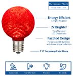 G50 diamond faceted LED bulb features infographic