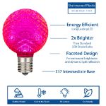 G50 diamond faceted LED bulb features infographic