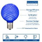 G50 diamond faceted LED bulb features infographic