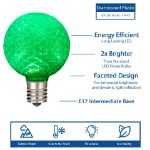 G50 diamond faceted LED bulb features infographic
