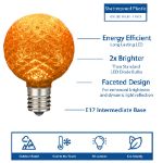 G50 diamond faceted LED bulb features infographic