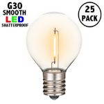 Ultra Warm White G30 smooth shatterproof LED filament bulb, 25 pack