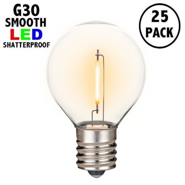 Ultra Warm White G30 smooth shatterproof LED filament bulb, 25 pack