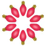 C7 RetroGlo vintage purple ceramic LED bulbs lit, arranged in a circle