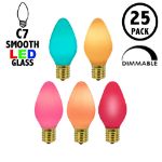 C7 RetroGlo groovy multi colored ceramic LED bulbs 25 pack, dimmable, lit