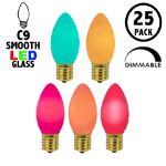 C9 RetroGlo groovy multi colored ceramic LED bulbs 25 pack, dimmable, lit