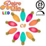 C9 RetroGlo Groovy Multi Colored Ceramic LED Replacement Bulbs - 25 Pack