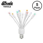 LED C9 Glitzer by Holidynamics Twinkle Multi Color 5pk - main image, lit up