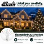 LED C9 Glitzer by Holidynamics Twinkle Multi Color 5pk - on a home at night