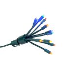 LED C9 Glitzer by Holidynamics True Twinkle® Multi Color 2pk - Green Base - two connected sets at an angle, lit, without added sparkle effects