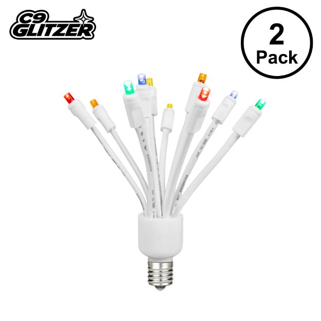 LED C9 Glitzer by Holidynamics Multi Color 5pk - main image, lit up