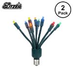 LED C9 Glitzer by Holidynamics Multi Color 5pk - Green Base - main image, lit up
