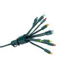 LED C9 Glitzer by Holidynamics Multi Color 5pk - Green Base - two connected sets at an angle, unlit