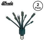 LED C9 Glitzer by Holidynamics Pure White 5pk - Green Base - main image, lit up
