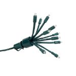 LED C9 Glitzer by Holidynamics Warm White 5pk - Green Base - two connected sets at an angle, unlit