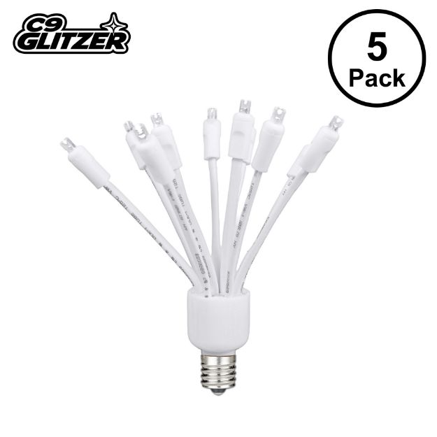 LED C9 Glitzer by Holidynamics Pure White 5pk - main image, lit up