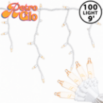 RetroGlo clear 100 light icicle lights on white wire with medium drops
