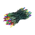 RetroGlo multi color mini lights lit up on green wire