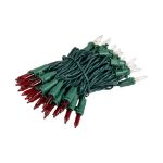 RetroGlo red and clear glass mini bulbs unlit on green wire