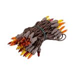 RetroGlo yellow, red and orange glass mini bulbs unlit on brown wire