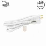6 foot rope light connector kit with power cord, connector and end cap, labeled 6 ft cord