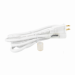 White 6 foot rope light power cord with clear connector and end cap