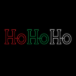 HO HO HO LED neon sign fully lit in red, green and white