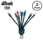 LED C9 Glitzer by Holidynamics True Twinkle® Multi Color 2pk - Green Base - main image, lit up