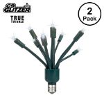 LED C9 Glitzer by Holidynamics True Twinkle® Pure White 2pk - Green Base - main image, lit up