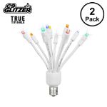 LED C9 Glitzer by Holidynamics True Twinkle® Multi Color 2pk - White Base - main image, lit up