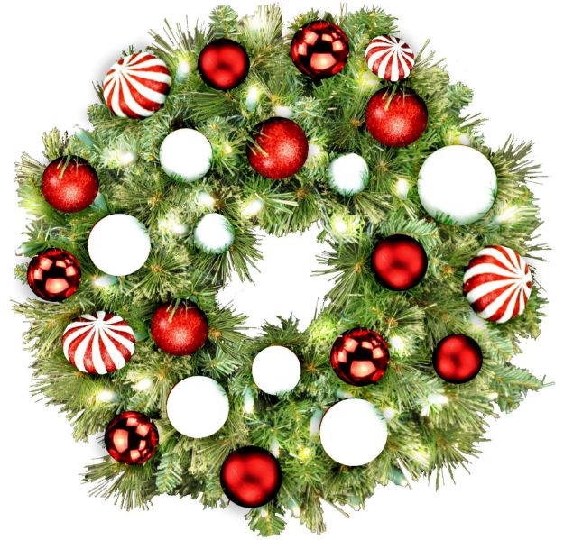 2' pre-lit Sequoia wreath decorated with candy themed ornaments